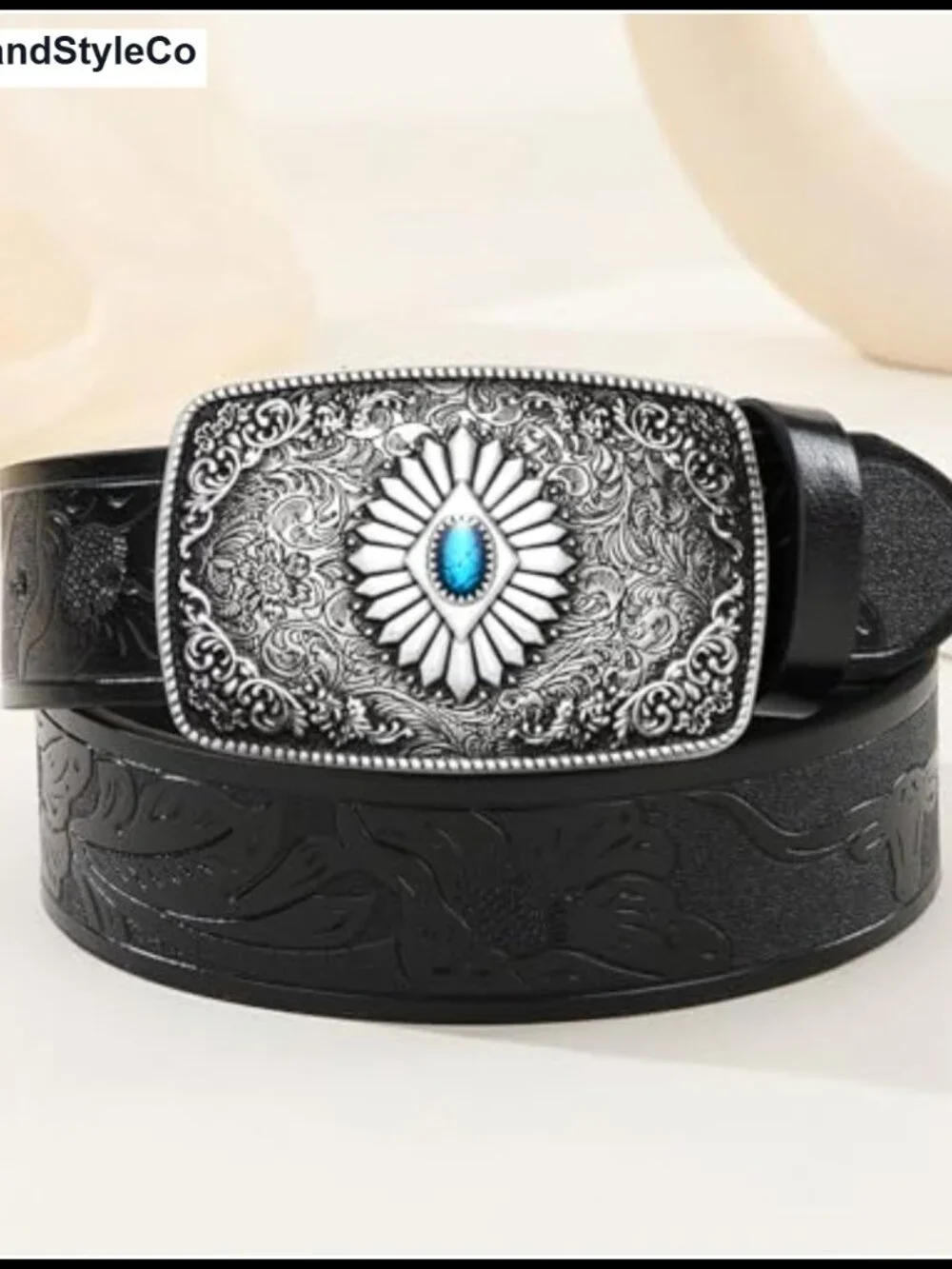 Vintage Western Cowboy Belt Buckle Turquoise Indian Style Zinc Alloy